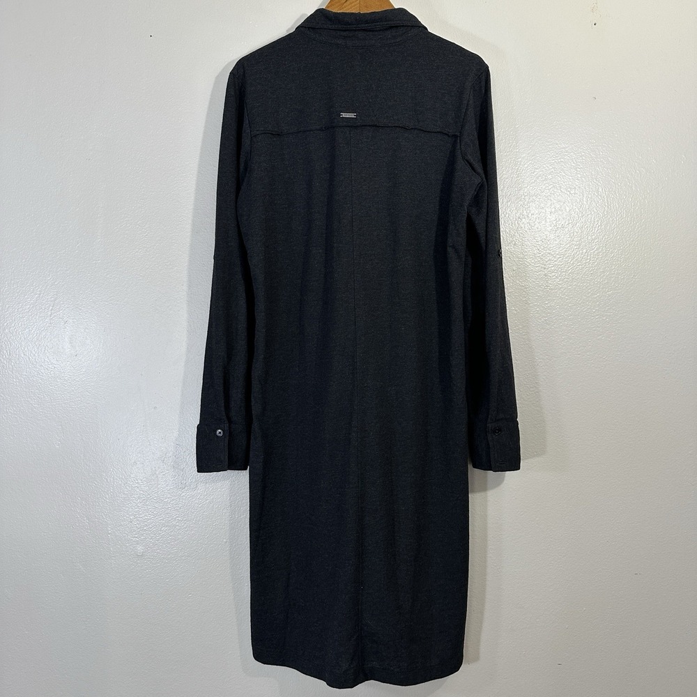 PrAna Besha Women's M Dark Gray Wool Blend Button Long Sleeve Collar Shirt Dress - Picture 3 of 6